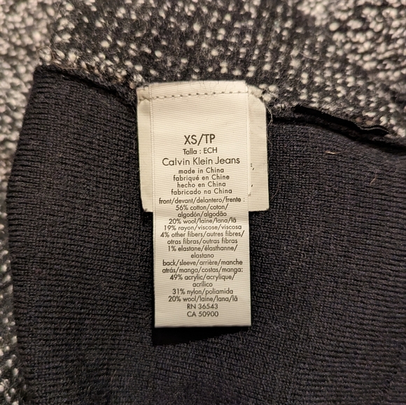 Calvin Klein Wool Blend Women's Textured Sweater Black and Grey XS - Picture 5 of 5